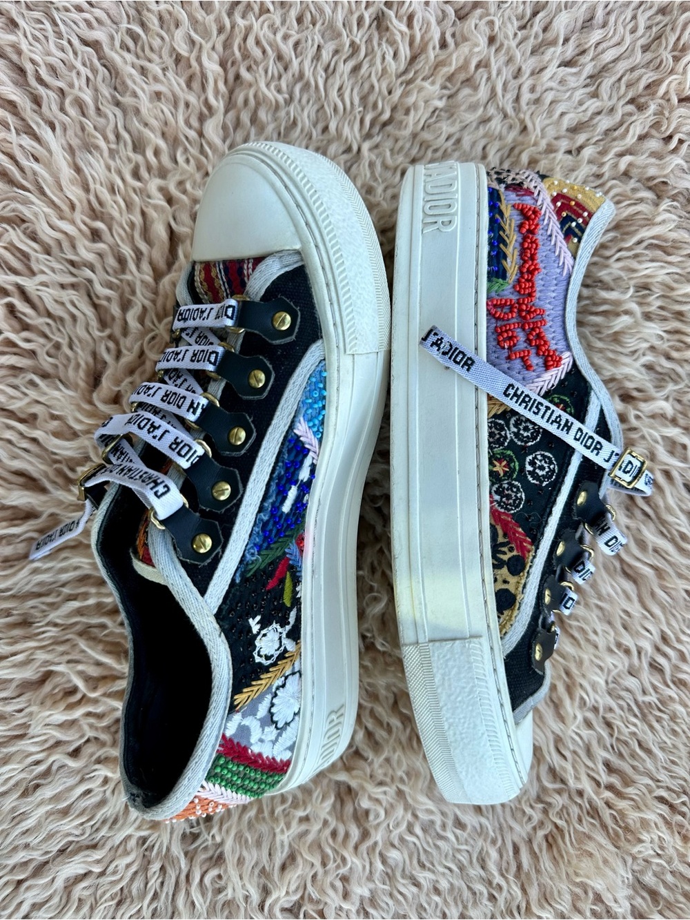 Christian Dior Walk'n'Dior Patch Beaded Embroidered J’Adior Sneakers 5.5 35/36